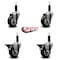 Service Caster 3.5'' Black Poly Wheel Swivel 1'' Expanding Stem Caster Set 2 Brakes, 4PK SCC-EX20S3514-PPUB-BLK-2-PLB-2-1 - alternate 4